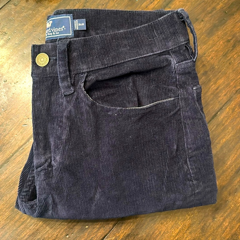 Men’s navy blue straight leg corduroy corduroy pants size 28x30